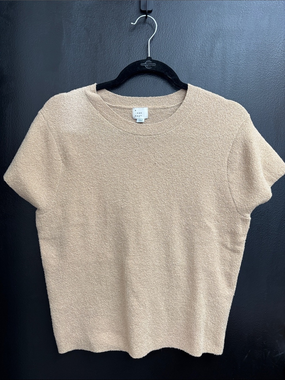 a new day NWT Cream Short-Sleeve Knit sweater women’s transition fall
